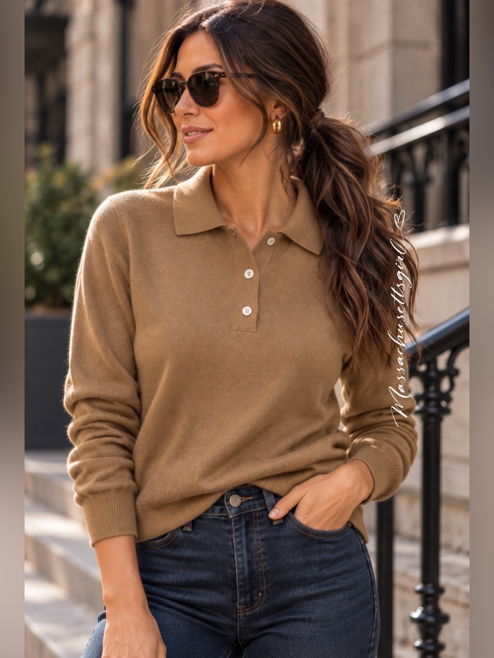 J.Crew Merino Wool-Blend Sweater-Polo Camel Brown Size Large NWT